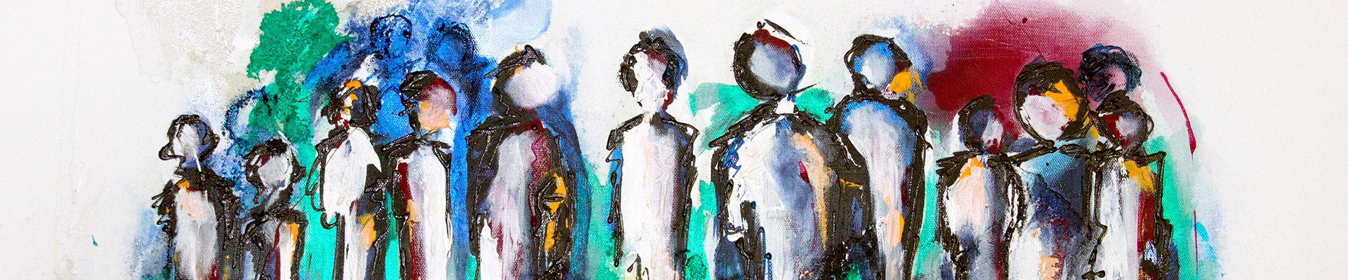 Abstrakte Darstellung von Menschen in Acrylmalerei