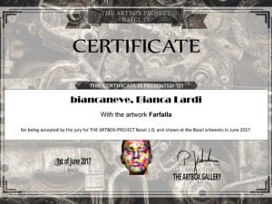 Teilnehmer-Zertifikat von Artbox Projects für die Künstlerin Bianca Lardi