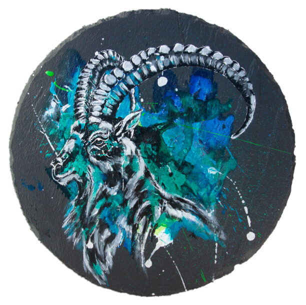 Acrylmalerei auf Schiefer "Steinbock", 2019
