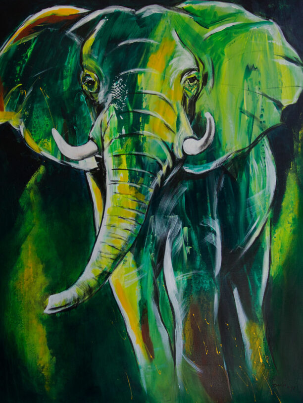 Abstraktes Acrylbild "Wild Elephant" - Acryl auf Leinwand, 2018