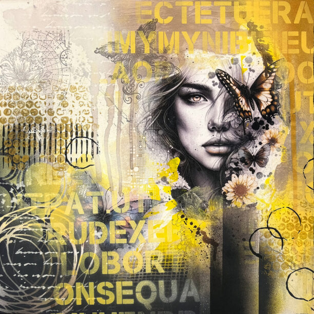 Abstraktes Bild "Solea" - Mixed Media auf Holzboard, 2025