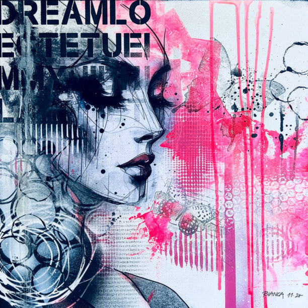 Abstraktes Bild "Urban Grace" - Mixed Media auf Holzboard, 2024